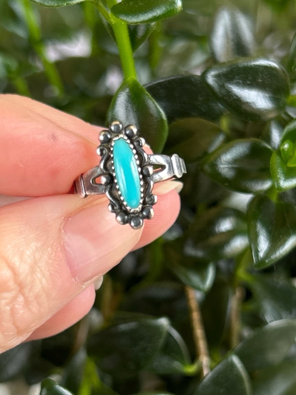 Vintage Native American Sterling Silver Turquoise Ring